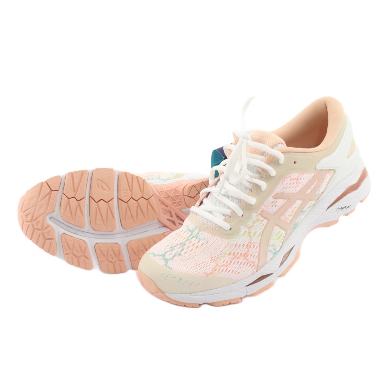 Löparskor Asics gel Kayano 24 Lite Show W T8A9N-0101 vit brun orange grön 4