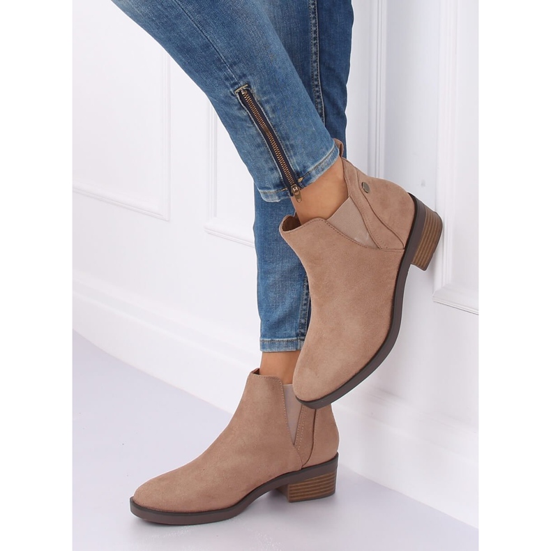 Beige Chelsea stövlar för kvinnor 8B978 Khaki 2