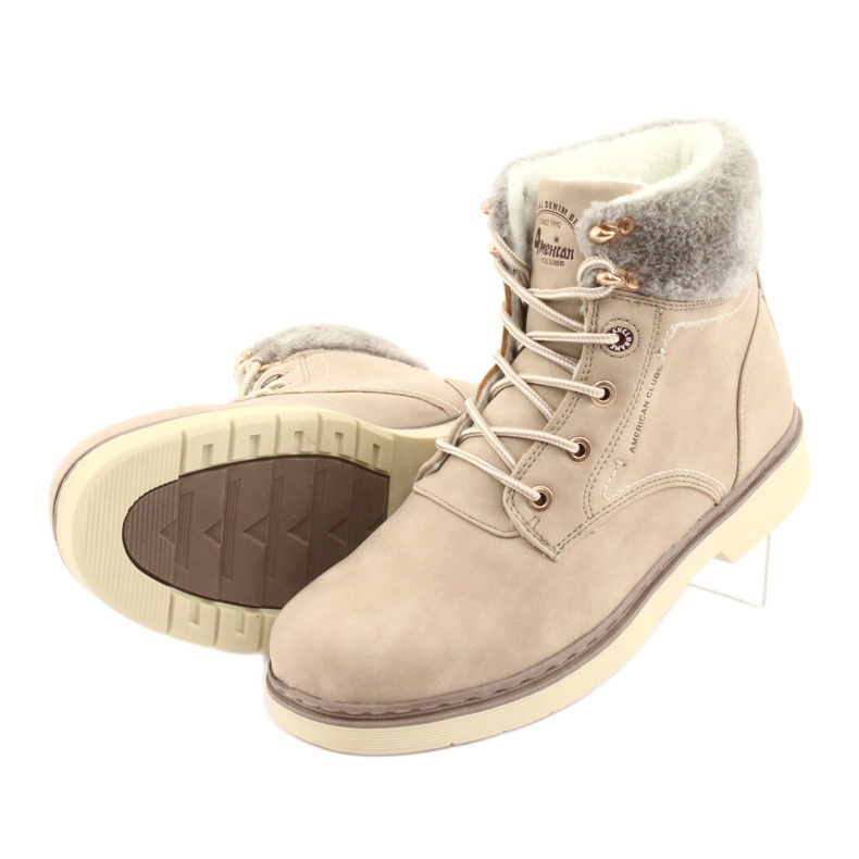 American Club American Boots Women's Lace -up Beige RH47 5