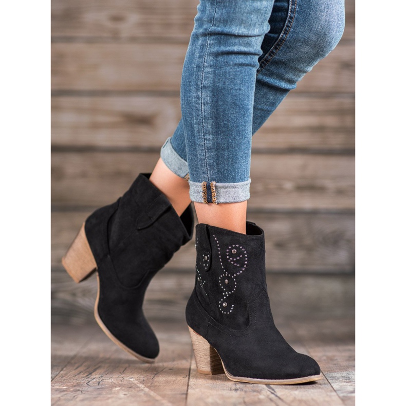 Small Swan Högklackade cowboystövlar svart 2