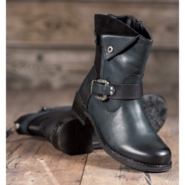 Super Me Stövlar med dekorativt spänne svart mångfärgad grön 1