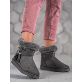 SHELOVET Mukluki med kristaller grå 1