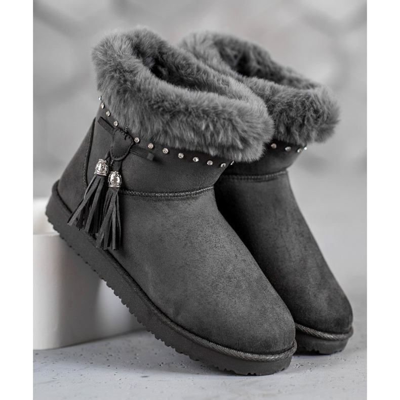 SHELOVET Mukluki med kristaller grå 2