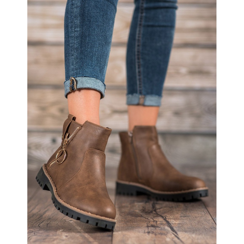 Jumex Stövlar med dekorativ dragkedja brun 2