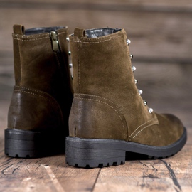 S. BARSKI Höga stövlar med pärlor grön 1