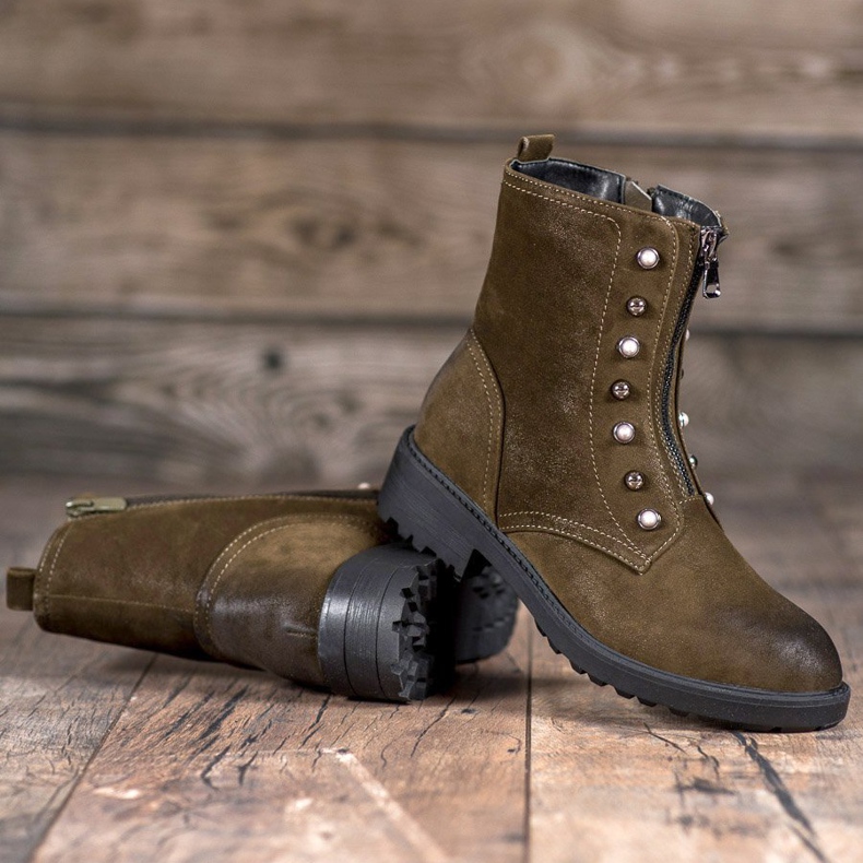 S. BARSKI Höga stövlar med pärlor grön 2