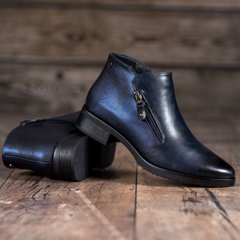 M.Daszyński Låga marinblå stövlar 1