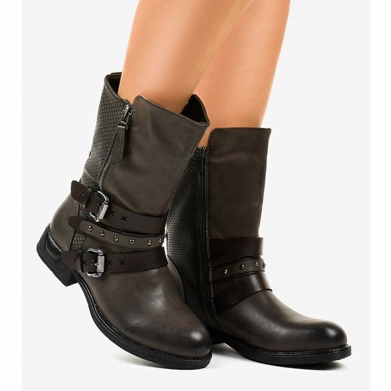 Kvinnors grå plattisolerade stövlar F1803 2