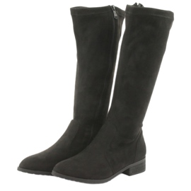 M.Daszyński Svarta stretchstövlar platt häl MR1602 3