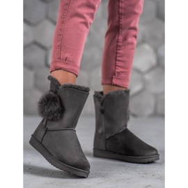 SHELOVET Mukluki Med Pompom grå 1