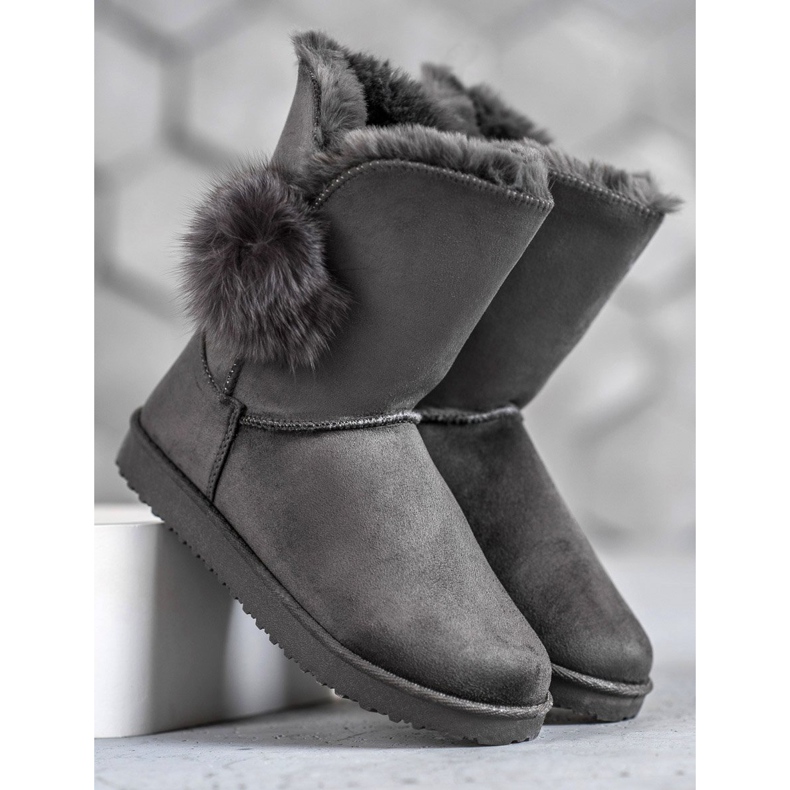 SHELOVET Mukluki Med Pompom grå 2