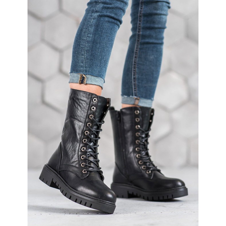 SHELOVET Svart Glany Booties 2