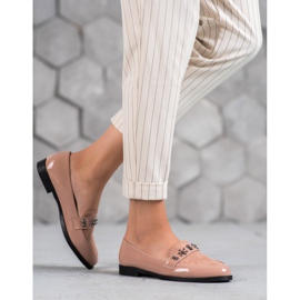 SHELOVET Lackerade loafers rosa 1
