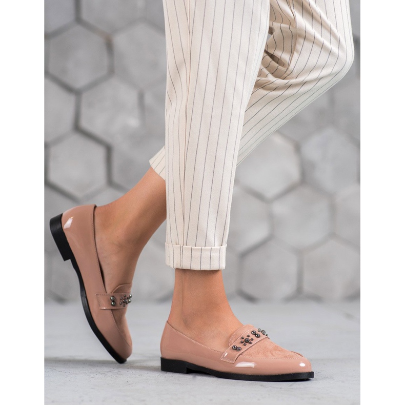 SHELOVET Lackerade loafers rosa 1