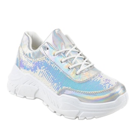 Silver sportskor med paljetter W-3118 grå 1