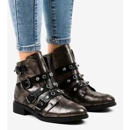 Kaki stövletter för kvinnor med platta spännen HQ2366 mångfärgad grön 1