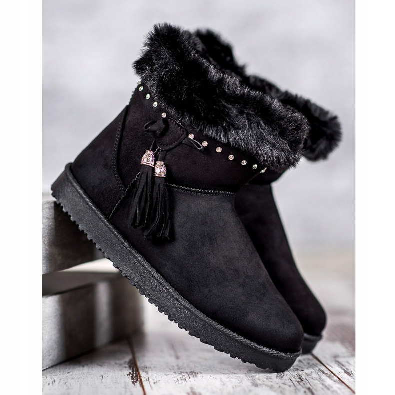 SHELOVET Mukluki med kristaller svart 1