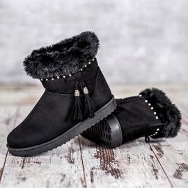 SHELOVET Mukluki med kristaller svart 2