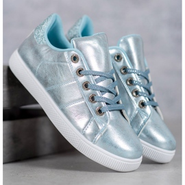 SHELOVET Sneakers med glitter blå 1