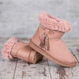 SHELOVET Mukluki med kristaller rosa 2