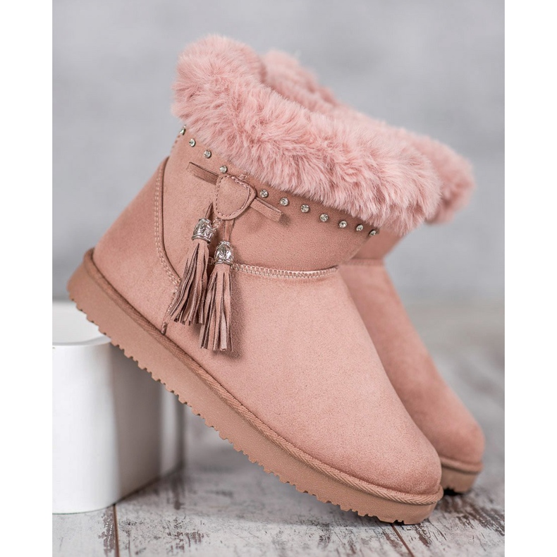 SHELOVET Mukluki med kristaller rosa 1