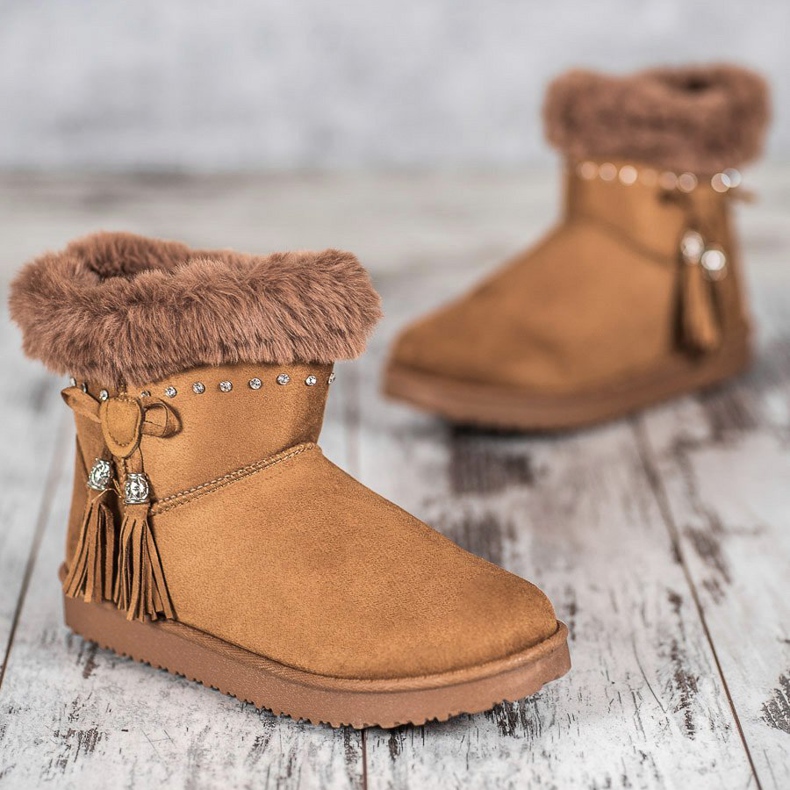 SHELOVET Mukluki med kristaller brun 2