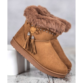 SHELOVET Mukluki med kristaller brun 1