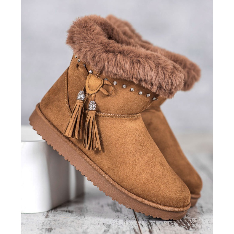 SHELOVET Mukluki med kristaller brun 1