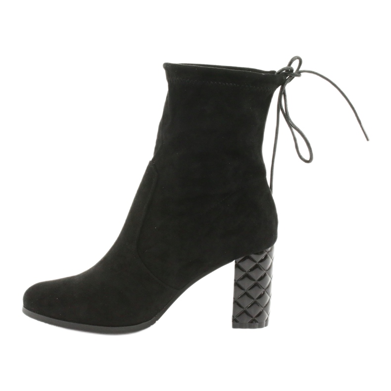 M.Daszyński Ankelboots i mocka med dekorativ klack Daszyński 154 svart 2