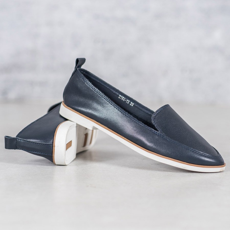 Mazaro Marinblå loafers i läder 2