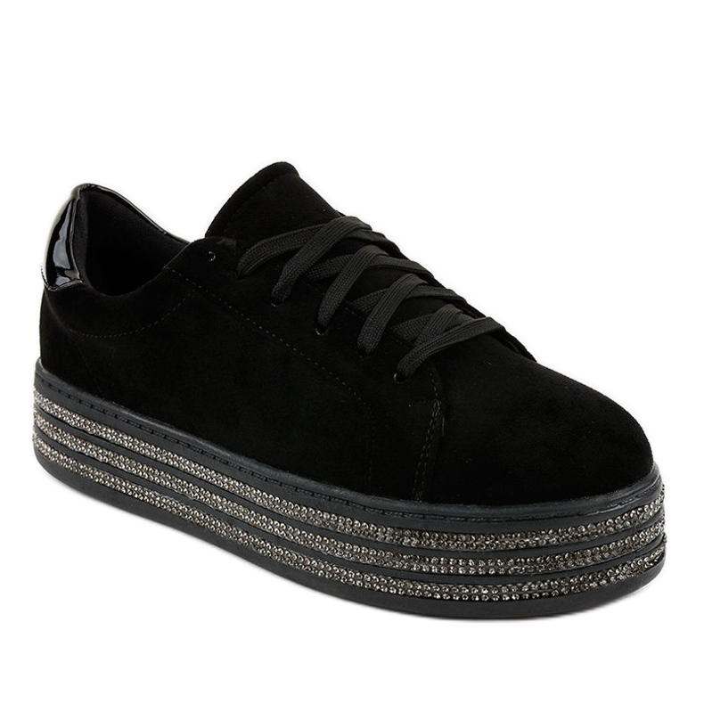 Svarta sneakers dekorerade med kvinnor G280 1