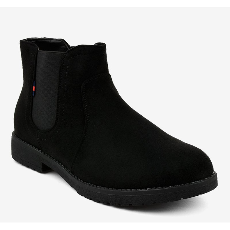 Svarta platta damstövlar med en elastisk Y206 1