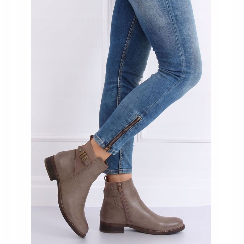 Beige Jodhpur stövlar för kvinnor 1304 kaki 1