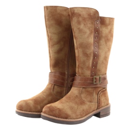 American Club GC31 långa stövlar med strass brun 3