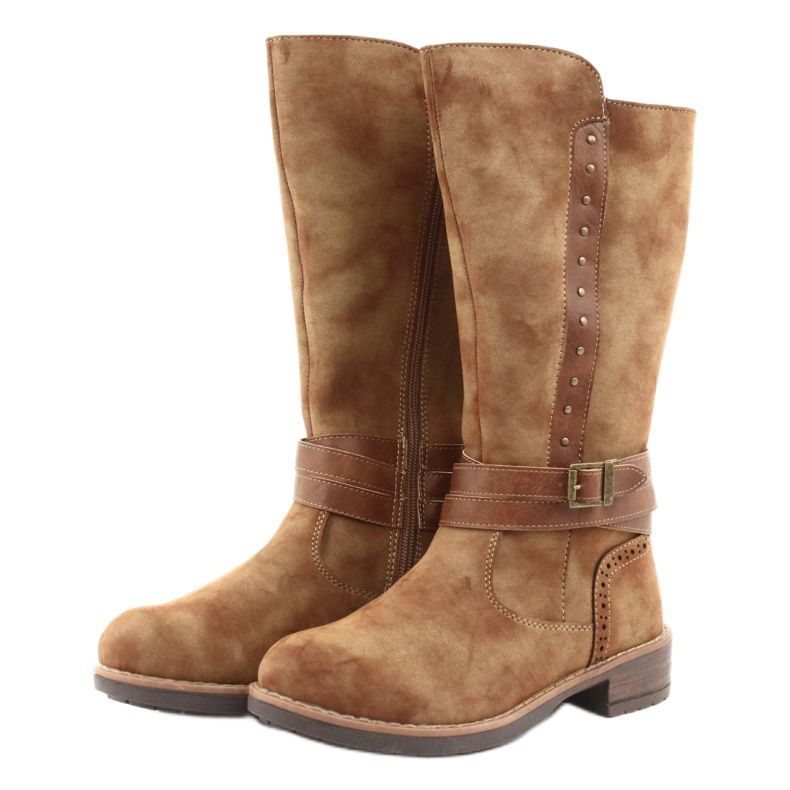 American Club GC31 långa stövlar med strass brun 3