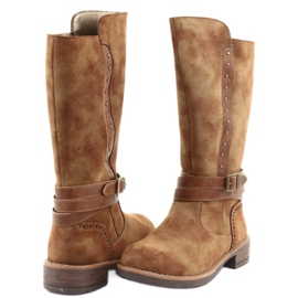 American Club GC31 långa stövlar med strass brun 4