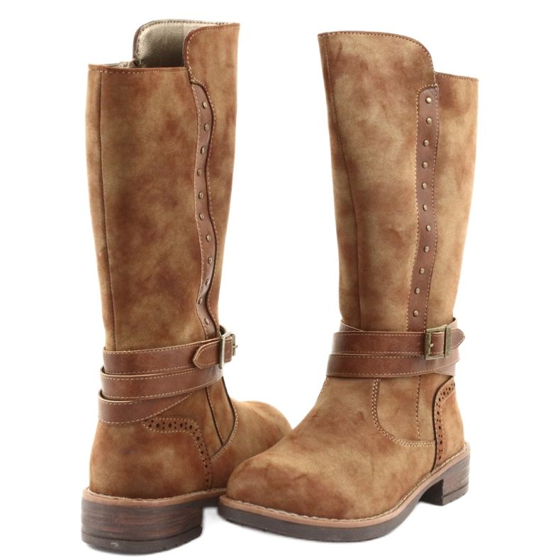 American Club GC31 långa stövlar med strass brun 4