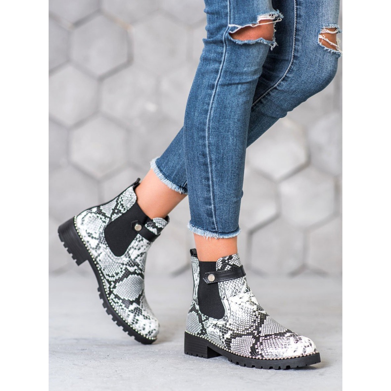 Seastar Snake Print Chelsea stövlar vit mångfärgad 2