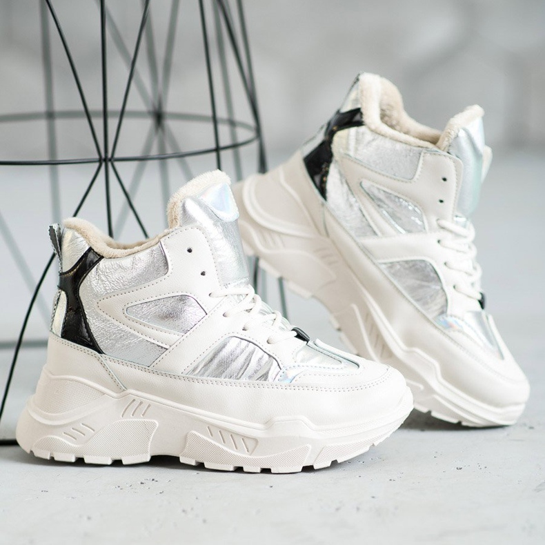 Sportmode stövlar vit grå 1