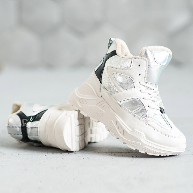 Sportmode stövlar vit grå 2