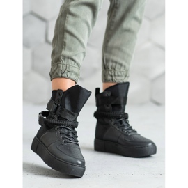 Diamantique Höga stövlar med spännen svart 2