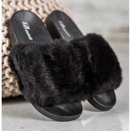 Bona Tofflor Med Päls svart 1