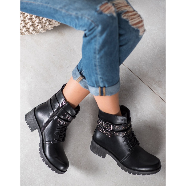 SHELOVET Snörda arbetare svart 2