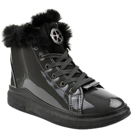 Lackerade varmgrå sneakers TL135-7 1