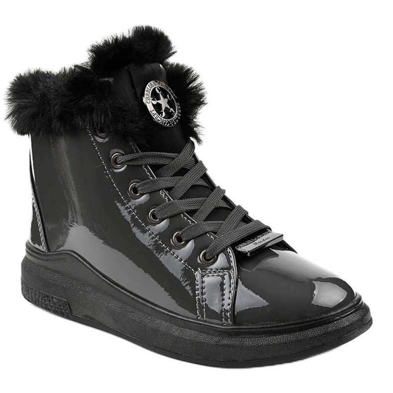 Lackerade varmgrå sneakers TL135-7 1