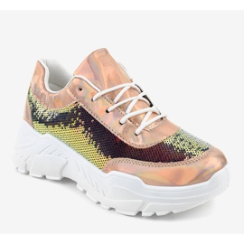 Champagnesportskor med paljetter W-3118 gul 1