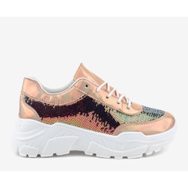 Champagnesportskor med paljetter W-3118 gul 2