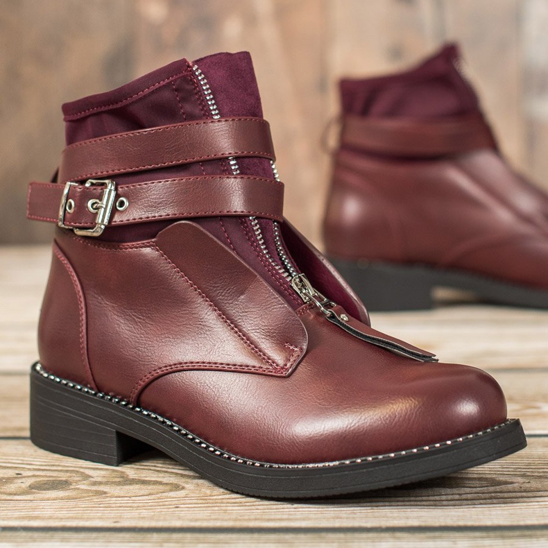 SHELOVET Burgundy stövlar med dragkedja röd 2