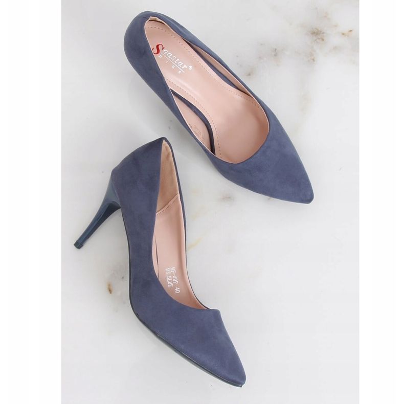 Pumps på en bekväm häl häl NF-49P Dk Blue blå 2