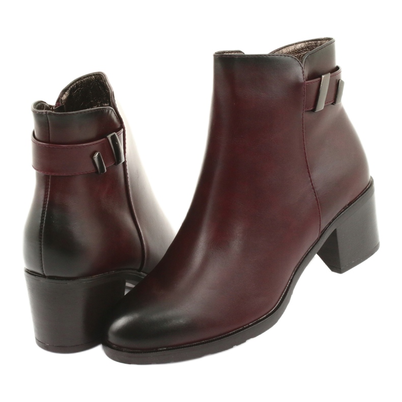 M.Daszyński Stövlar på dragkedjan isolerade Daszyński SA153 klarett röd mångfärgad 4